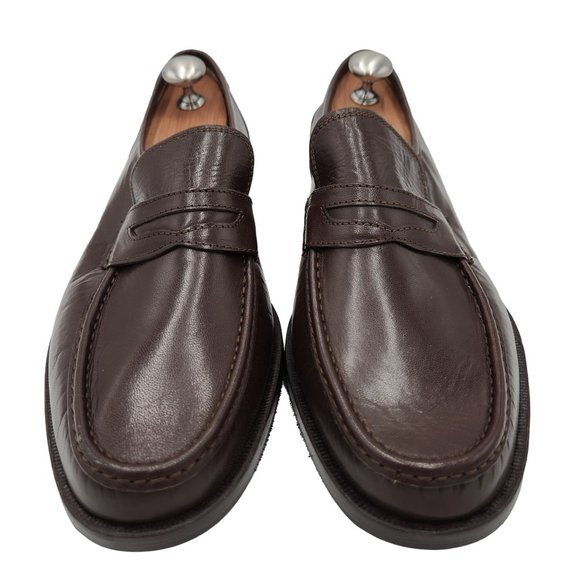 New Linea Varese Italy Men\'s 11 Brown Soft Leather Dress Shoes Penny Loafers 44